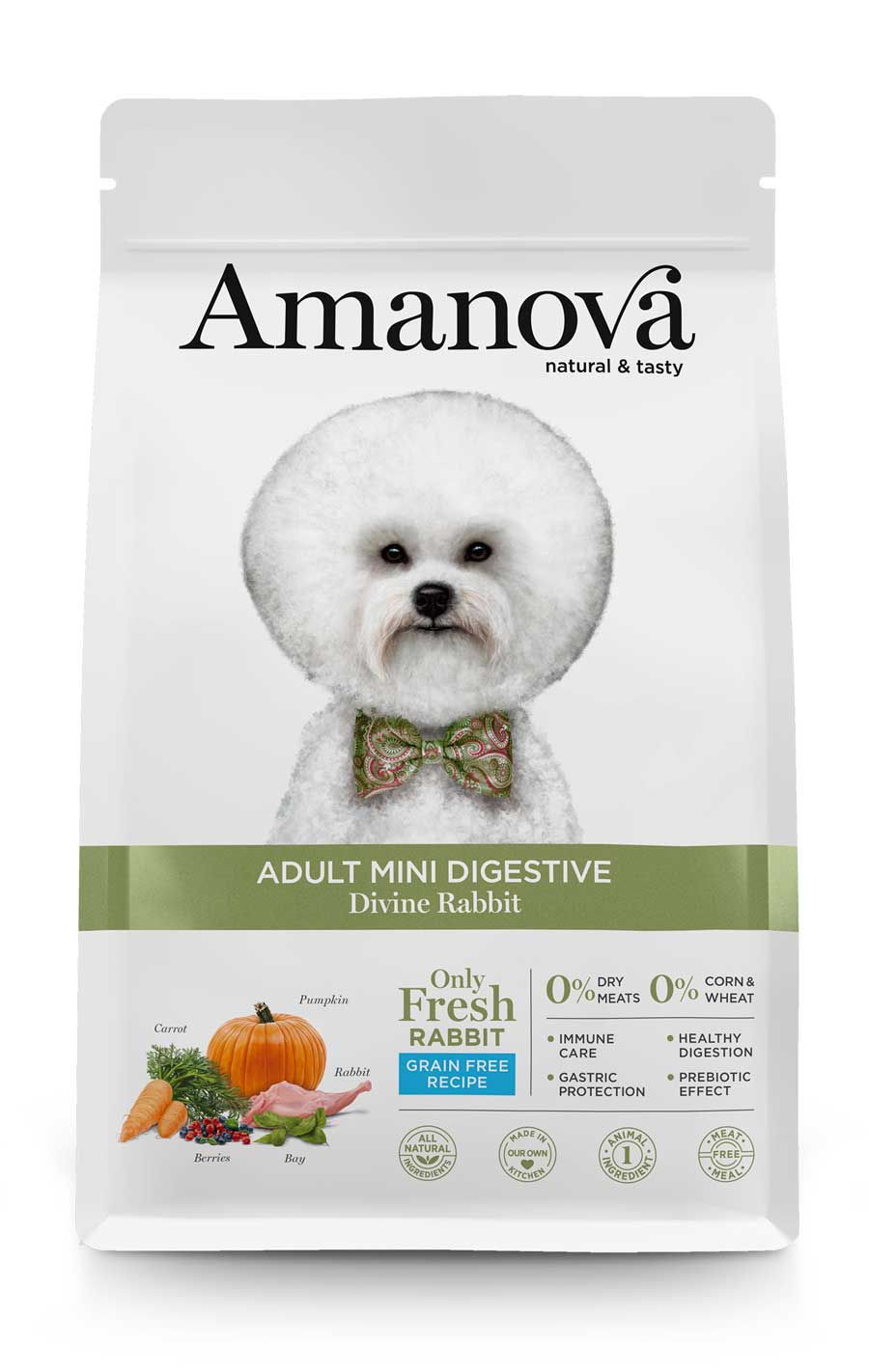 cibo per cani Amanova mini digestive coniglio 7kg