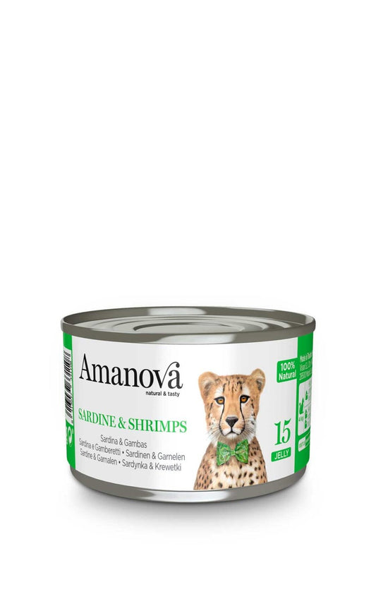 cibo per gatti Amanova 15 sardine e gamberetti 70gr