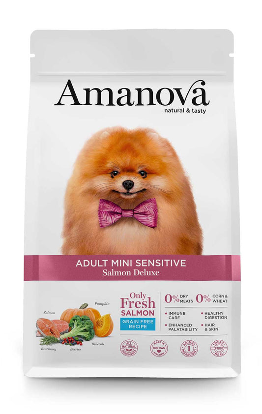 cibo per cani Amanova mini salmone fresco 7kg