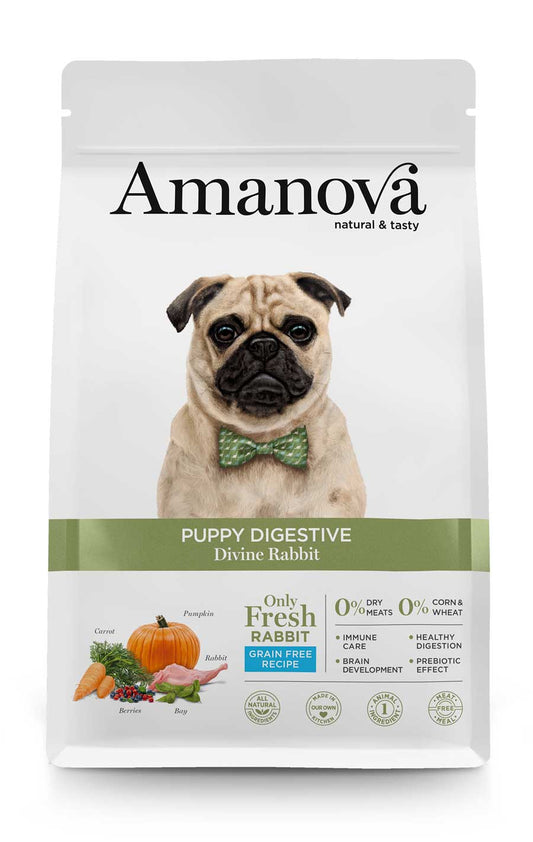 cibo per cani Amanova puppy digestive coniglio fresco 2kg