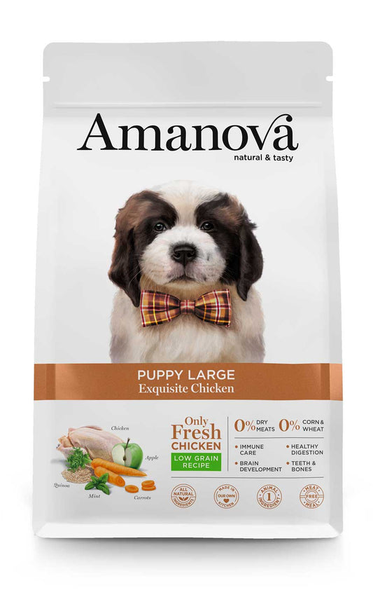 cibo per cani Amanova puppy large pollo fresco 12kg