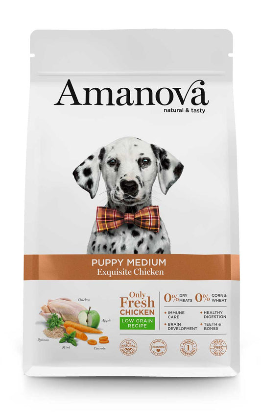 cibo per cani Amanova puppy medium pollo fresco 2kg