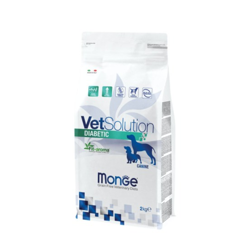 Cibo secco per cani monge Vet Solution vet canine diabetic sacco da 2 e 12 Kg