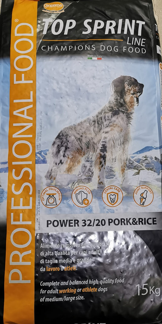 cibo per cani Professional food 32/20 top sprint 15 kg
