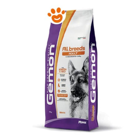 cibo per cani Gemon monge adult anatra all breeds 15kg