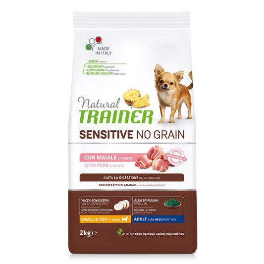 cibo per cani Natural trainer mini adult no grain maiale 2kg