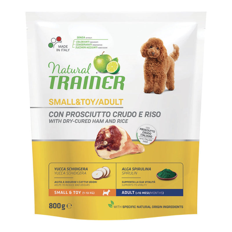 cibo per cani Natural Trainer mini adult prosciutto 800gr