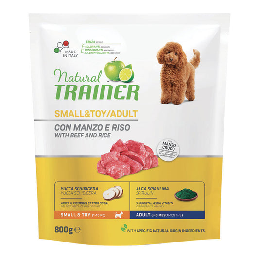 cibo per cani Natural Trainer mini adult manzo 800gr