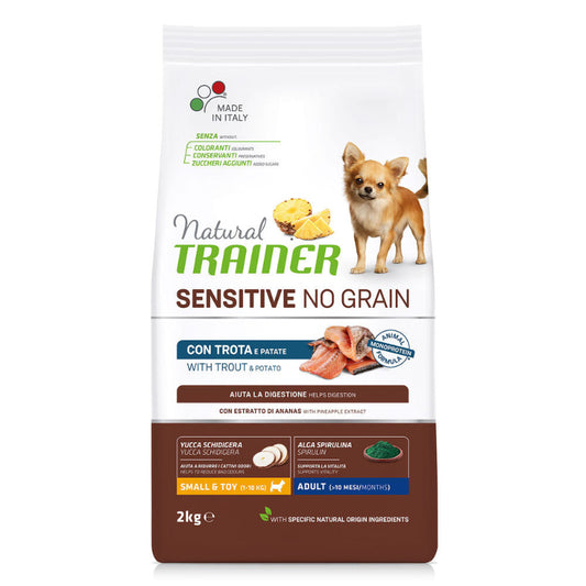 cibo per cani Natural trainer no grain mini adult trota 2kg