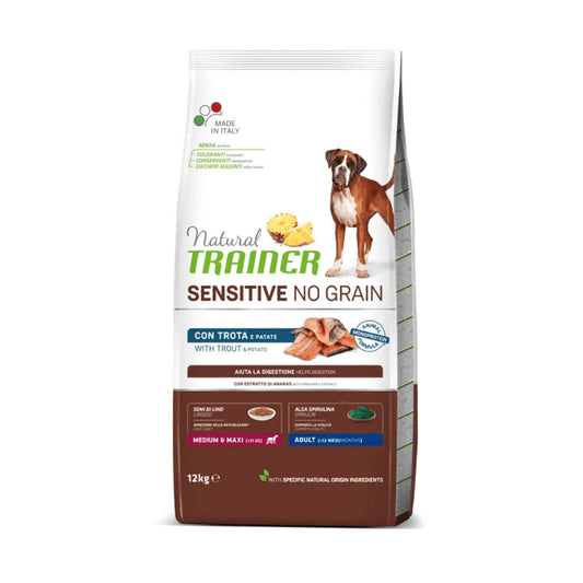 cibo per cani Natural trainer medium maxi adult no grain trota 12kg