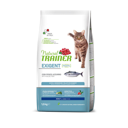 cibo per gatti esigenti Natural trainer exigent pesce azzurro 1,5kg