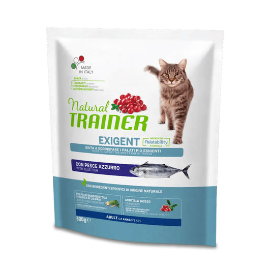 cibo per gatti esigenti Natural trainer exigent pesce azzurro 300gr