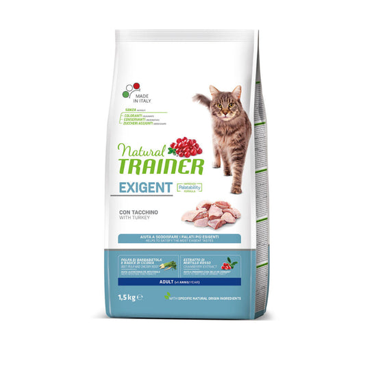 cibo per gatti esigenti Natural trainer exigent tacchino 1,5kg