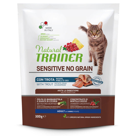 cibo per gatti Natural trainer sensitive no grain trota 300gr