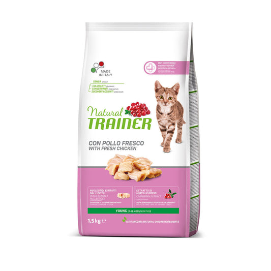 cibo per gatti Natural Trainer youngcat 7-12mesi pollo 1,5kg