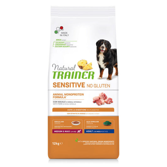 cibo per cani Trainer sensitive adult medium maxi maiale 12kg