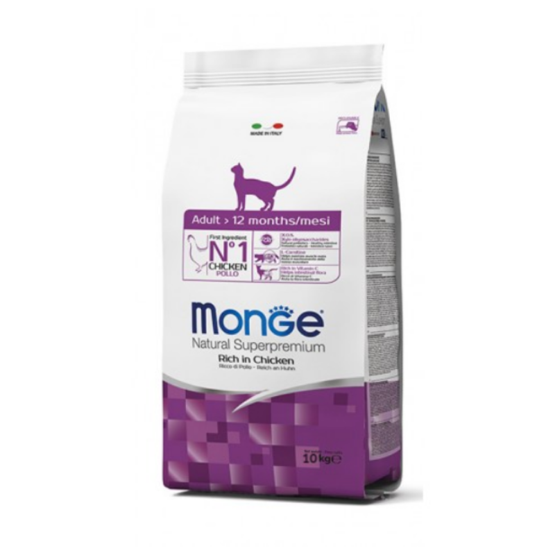 Cibo secco per gatti monge natural superpremium gatto 10kg ADULT CAT