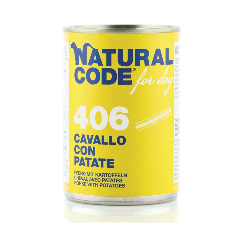 cibo per cani Natural Code cavallo e patate 400gr