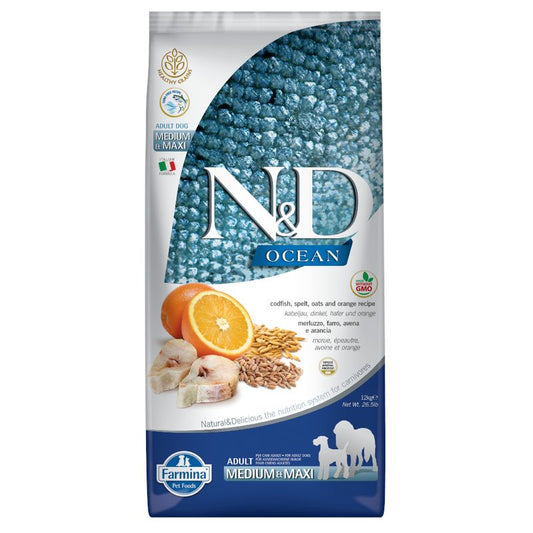 cibo per cani Farmina N&amp;D adult low grain maxi merluzzo 12kg