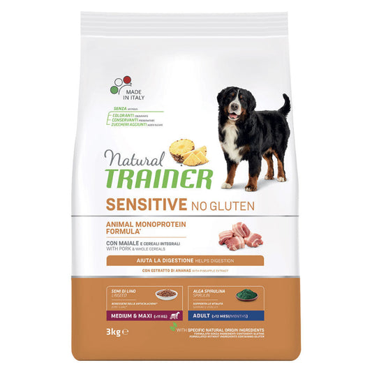 cibo per cani Trainer sensitive adult medium e maxi maiale 3kg